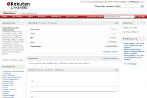 Rakuten LinkShare dashboard