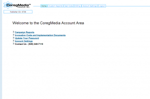 CoregMedia publisher admin control panel