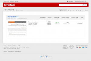 BuySellAds publisher admin control panel