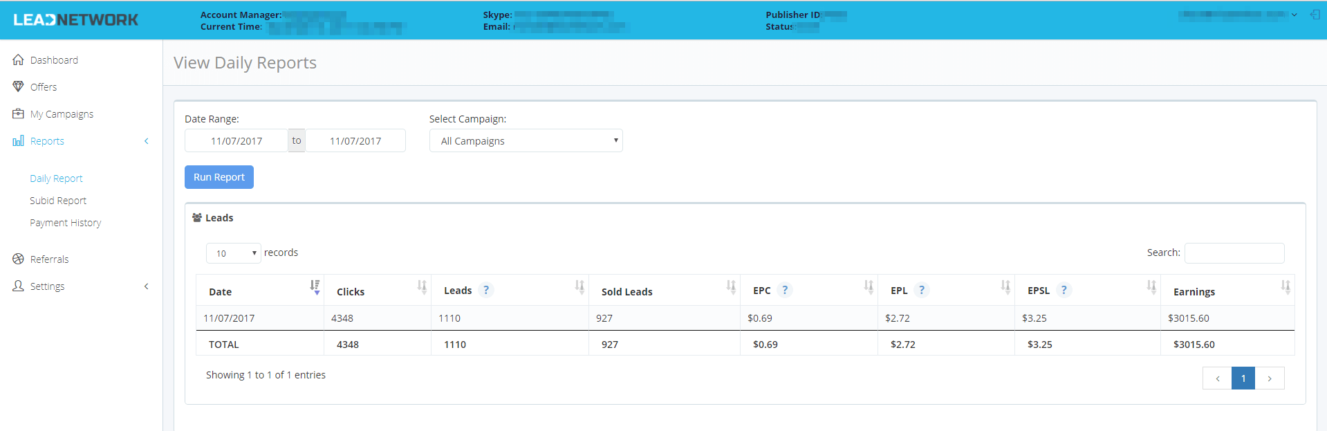 LeadNetwork review for publishers screenshot