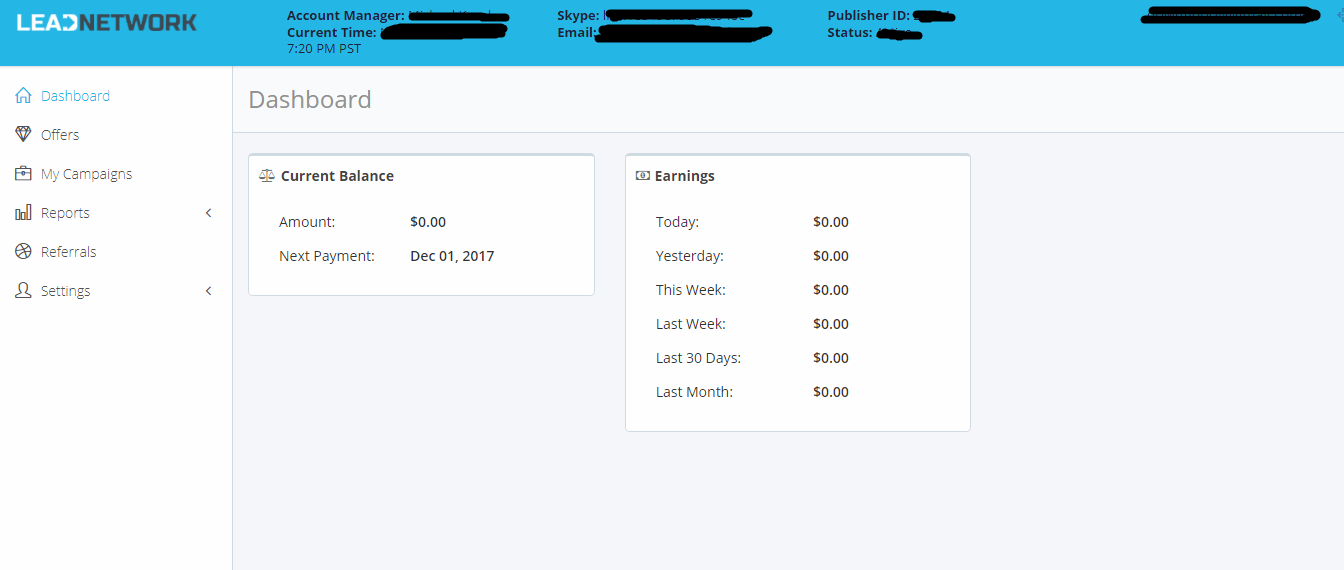 LeadNetwork review for publishers screenshot 2
