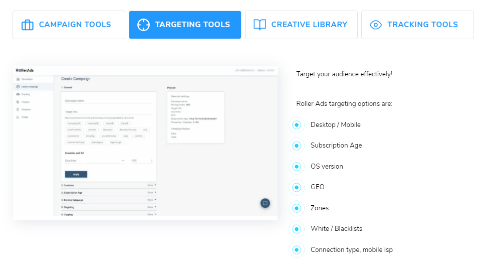 Targeting options Targeting options